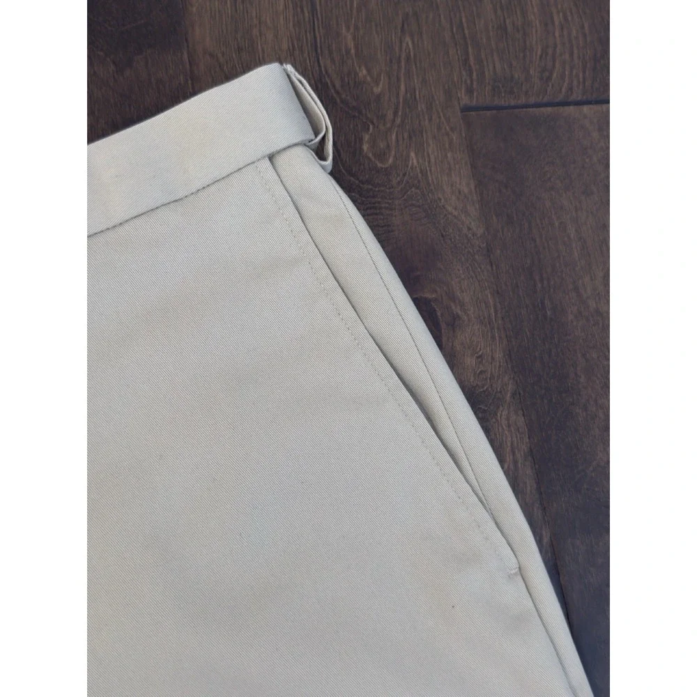 Haggar Premium Flat Front Dress Pant Men 42X30 Khaki Tan Expandable Waist Pocket